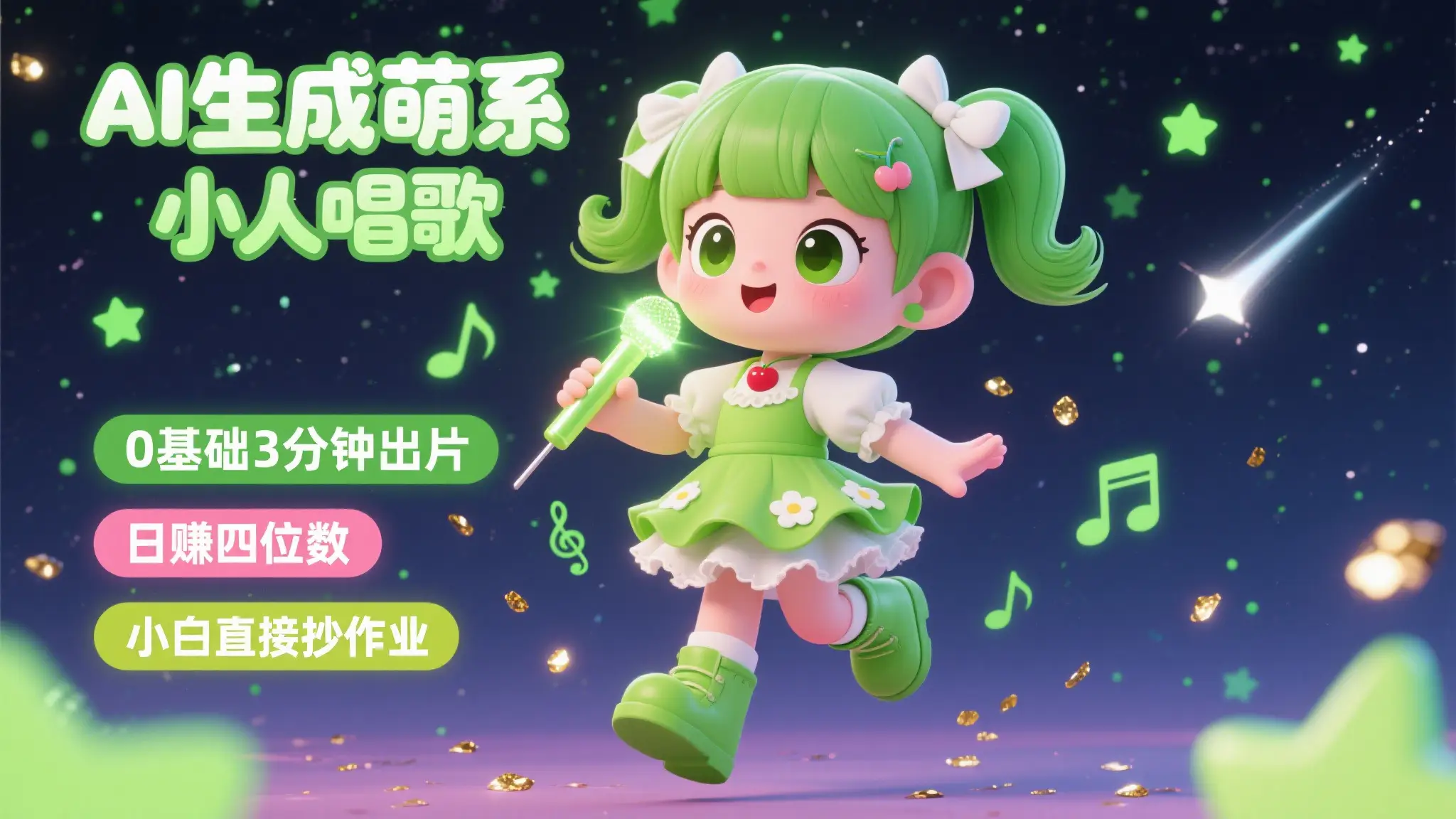 AI生成萌系小人唱歌!0基础3分钟出片,28个作品涨粉8.9万,日赚四位数,小白直接抄作业-离锋创库