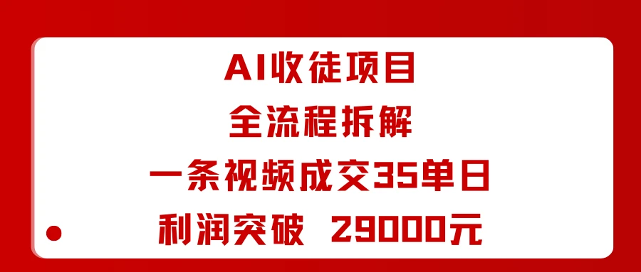 AI收徒项目全流程拆解一条视频成交35单日利润突破 29000元-离锋创库