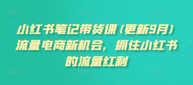 【精】小红书笔记带货课(更新25年9月)流量电商新机会,抓住小红书的流量红利-离锋创库