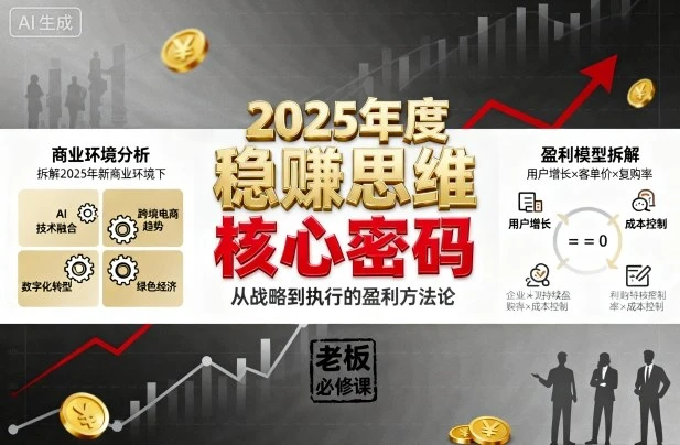 【精】2025年度稳賺思维老板创业营,拆解2025年新商业环境下,企业实现持续盈利的核心密码-离锋创库