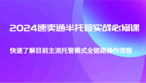 2024速卖通半托管从0到1实战必修课,帮助你快速了解目前主流托管模式全链路操作流程-离锋创库