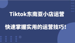 Tiktok东南亚小店运营,快速掌握实用的运营技巧!-离锋创库