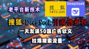 搜狐+DeepSeek引流创业粉,老平台新技术,一天发满50篇广告软文,拉爆搜索流量-离锋创库