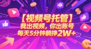 【视频号托管 】我出视频,你出账号,每天5分钟发布,最高躺挣2W+【揭秘】-离锋创库