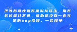 拼多多最快最多黑科技玩法,拼多多起量并不难,难的是没有一套完整的sop流程,一起爆单(更新6月)-离锋创库