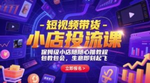 短视频带货-小店投流课,保姆级小店随心推教程,包教包会,生意即刻起飞-离锋创库