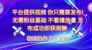 平台提供视频，你只需要发布， 无需粉丝基础，不看播放量，发布成功即获报酬，日入3张【揭秘】-离锋创库