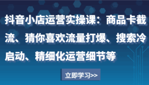 抖音小店运营实操课：商品卡截流、猜你喜欢流量打爆、搜索冷启动、精细化运营细节等-离锋创库
