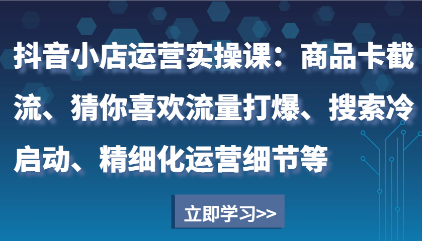 抖音小店运营实操课：商品卡截流、猜你喜欢流量打爆、搜索冷启动、精细化运营细节等-离锋创库