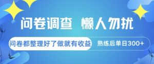 问卷调查，懒人勿扰，问卷都整理好了单价不等，做就有收益，熟练后单日3张【揭秘】-离锋创库