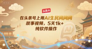在头条号上用AI生民间故事视频,5天1k+,纯软件操作-离锋创库