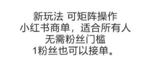 可矩阵操作,小红书商单新玩法,适合所有人,无需粉丝门槛,1粉丝也可以接单-离锋创库