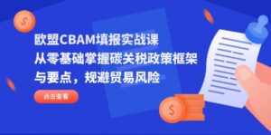 欧盟CBAM填报实战课,从零基础掌握碳关税政策框架与要点,规避贸易风险-离锋创库