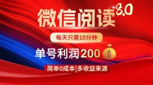 微信阅读8.0玩法!!0撸,没有任何成本有手就行,一天利润200+-离锋创库