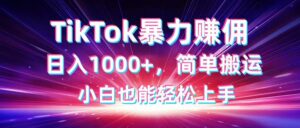 TikTok搬运暴力赚佣,日入1000+,简单搬运,小白也能轻松上手-离锋创库