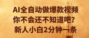 AI全自动做爆款视频，你不会还不知道吧？新人小白2分钟一条【揭秘】-离锋创库