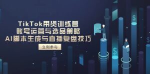 TikTok带货训练营,账号运营与选品策略,AI脚本生成与直播复盘技巧-离锋创库