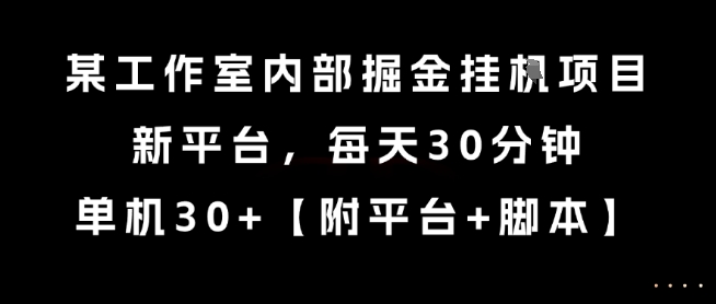 某工作室内部掘金挂G项目，新平台，每天30分钟，单机30+【揭秘】-离锋创库