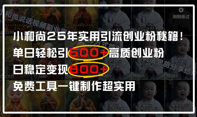 小和尚2025年实用引流秘籍！单日轻松引500+高质量创业粉，日变现800+，…-离锋创库