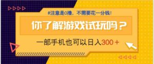 游戏试玩,一部手机就可以日入300+,纯0撸项目,不需要花任何一分钱,…-离锋创库