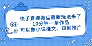 快手直接搬运最新玩法来了,10分钟一条作品,可以做小说推文、短剧推广…-离锋创库