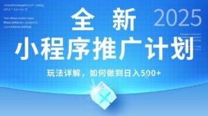 2025年最新小程序推广计划，简单操作，独家技术，日均5张+【揭秘】-离锋创库