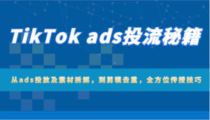 TikTok ads投流秘籍：从ads投放及素材拆解，到剪辑去重，全方位传授技巧-离锋创库