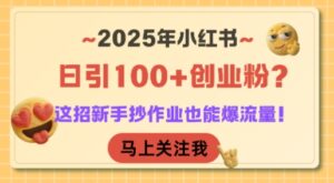 2025年小红书日引100+创业粉?这招新手抄作业也能爆流量!-离锋创库