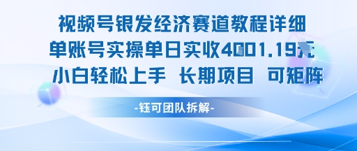 视频号银发经济赛道单账号实操单日实收1k+，小白轻松上手长期项目-离锋创库