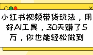小红书视频带货玩法,用好AI工具,30天赚了5万,你也能轻松做到-离锋创库