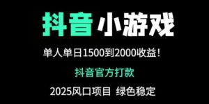 抖音官方小游戏2025全网最新玩法，暴利赚钱项目，单机日入2000+-离锋创库