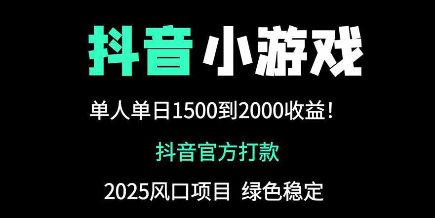 抖音官方小游戏2025全网最新玩法，暴利赚钱项目，单机日入2000+-离锋创库