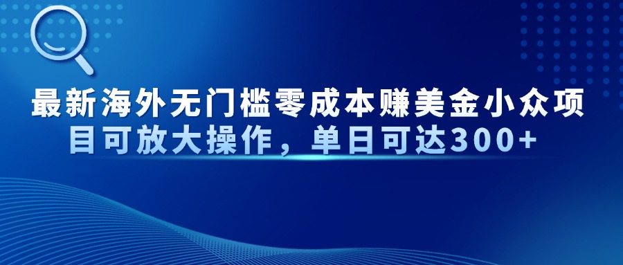 最新海外无门槛零成本赚美金小众项目可放大操作，单日可达300+-离锋创库