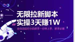 无限拉新脚本,全自动运行,实测3天赚1W,小白日入1000+-离锋创库