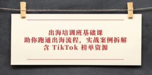 出海培训班基础课，助你跑通出海流程，实战案例拆解，含 TikTok 榜单资源-离锋创库