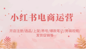 小红书电商运营:开店注册/选品/上架/养号/爆款笔记/剪辑视频/发货促销等-离锋创库