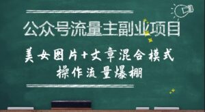 公众号流量主副业项目,美女图片+文章混合模式操作流量爆棚-离锋创库