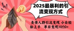 2025年最暴利的引流变现方式，负债人群引流变现，小白轻松上手，日入1k-离锋创库