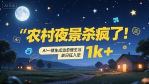 农村夜景杀疯了!AI一键生成治愈系慢生活,单日狂入1k+-离锋创库