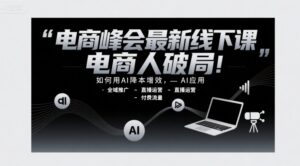 电商峰会最新线下课,电商人破局,如何用AI降本增效,AI应用-全域推广-直播运营-付费流量-离锋创库