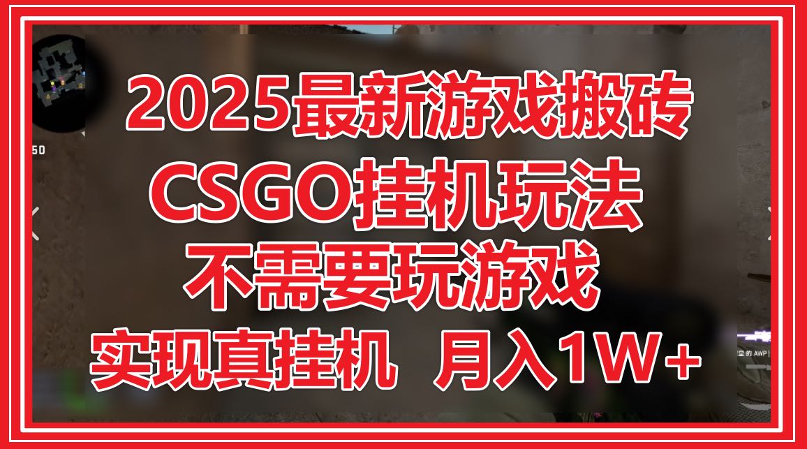 2025最新游戏搬砖，CSGO挂机，不需要玩游戏，实现真挂机，月入1W+-离锋创库