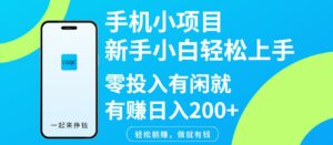 手机小项目新手小白轻松上手零投入有闲就有赚日入200+-离锋创库