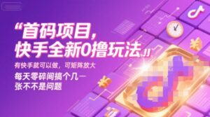 首码项目，快手全新0撸玩法，有快手就可以做，可矩阵放大，每天零碎时间搞个几张不是问题【揭秘】-离锋创库