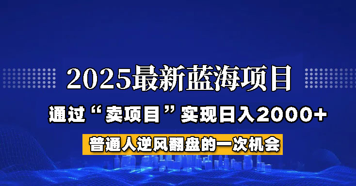 2025年蓝海项目,如何通过“网创项目”日入2000+-离锋创库