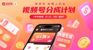 视频号分成计划懒人玩法,十秒生成视频,日入1k+,手机一键操作【揭秘】-离锋创库