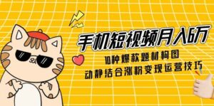 手机短视频月入6万，10种爆款题材构图，动静结合涨粉变现运营技巧-离锋创库