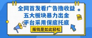 全网首发看广告撸收益,五大板块暴力出金,平台采用保底托底,挣钱是如此轻松作【揭秘】-离锋创库