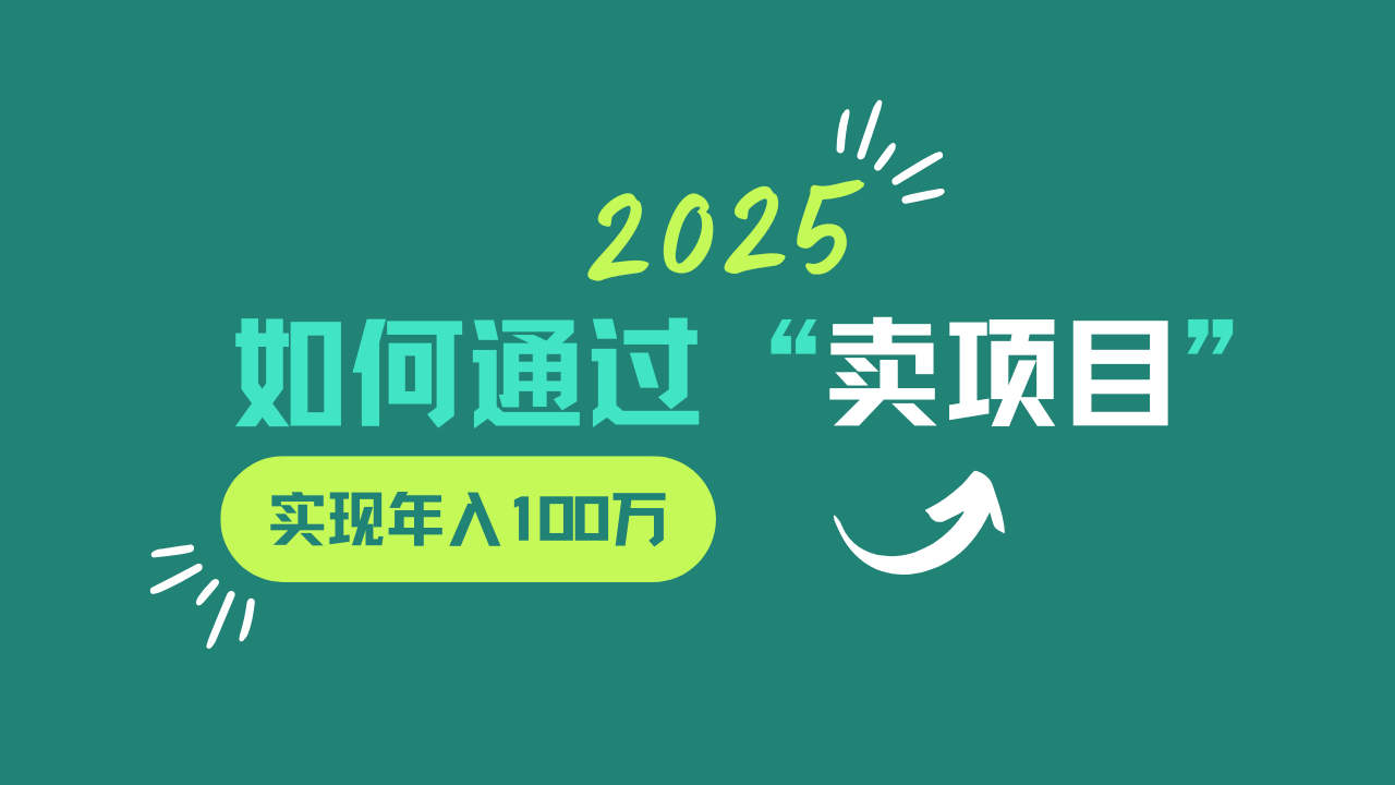 2025年如何通过“卖项目”实现年入100w-离锋创库