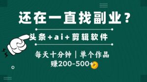 头条全新玩发加持软件搬视频，每天十分钟，单个作品收入200-500左右-离锋创库