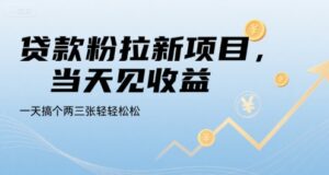 贷款粉拉新项目，当天见收益，一天搞个两三张轻轻松松【揭秘】-离锋创库